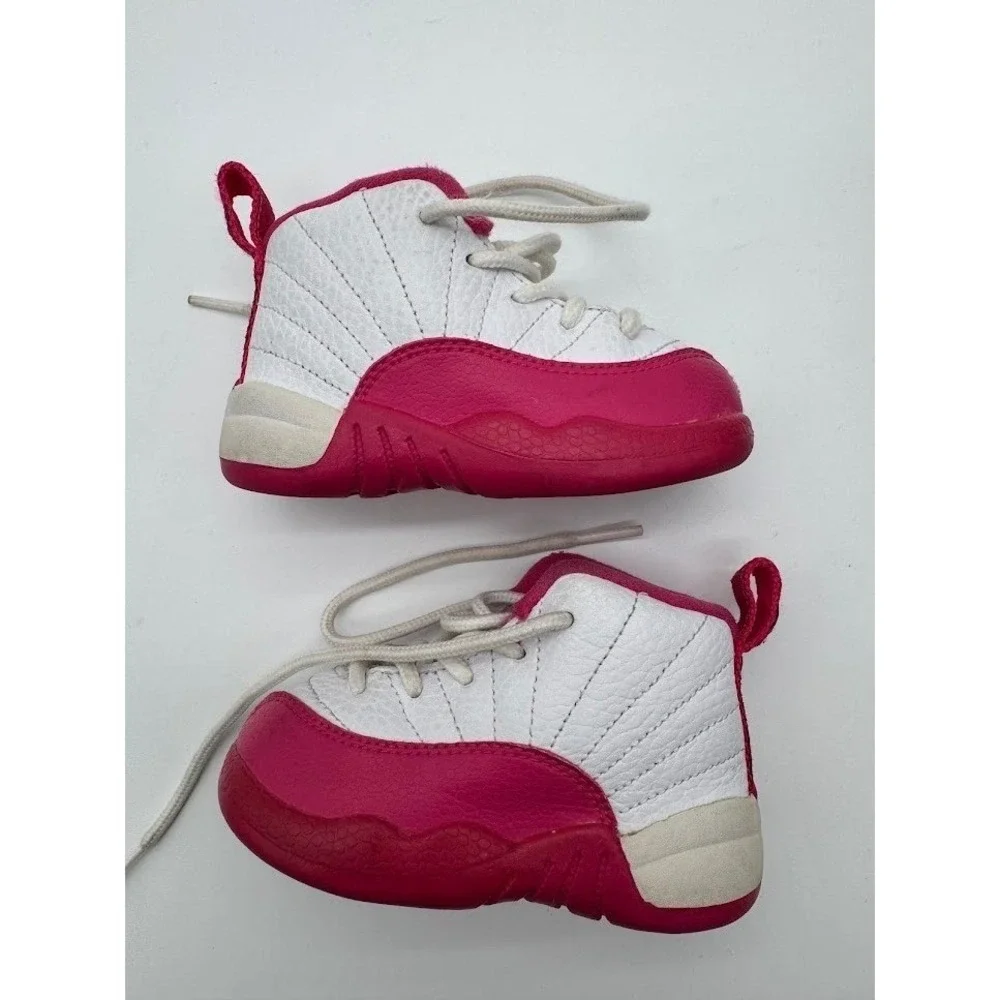 Jordan 12 Retro Toddler White Vivid Pink Sneakers 819666-109 Size 5C Mens